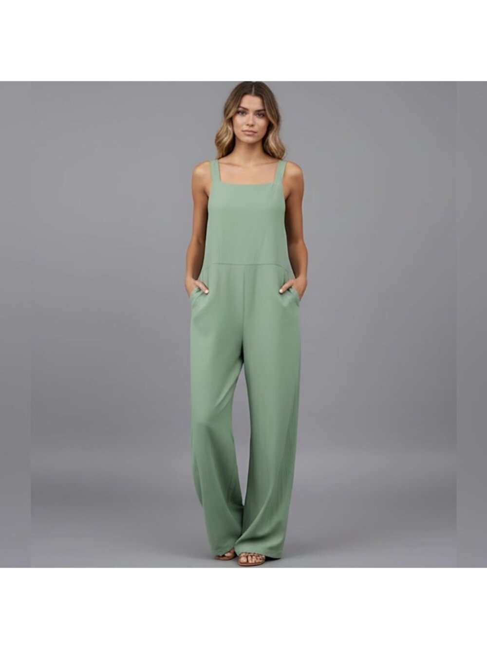 LAST ONE 🔥 Boho Wide Leg Cami Jumpsuit With Pockets - Picture 3 of 9
